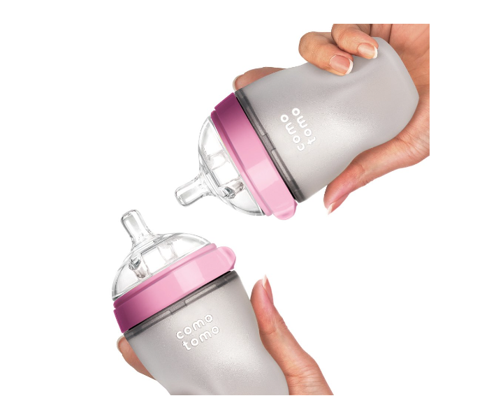 Comotomo 236 ml Pack of 2 Natural Feel Baby Bottle - Pink 2 in UAE