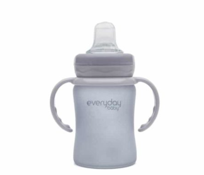 Everyday Baby 150ml Glass Sippy Cup Shatter Protected - Grey 2 in UAE