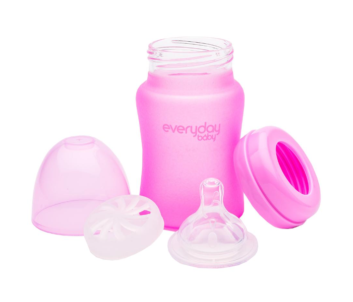 Everyday Baby 150ml Glass Heat Sensing Baby Bottle - Pink 2 in UAE