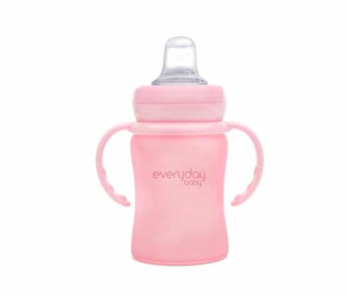 Everyday Baby 150ml Glass Sippy Cup Shatter Protected - Rose Pink 2 in UAE