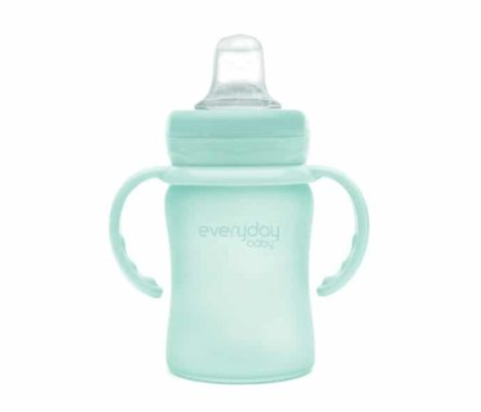Everyday Baby 150ml Glass Sippy Cup Shatter Protected - Mint Green 2 in UAE