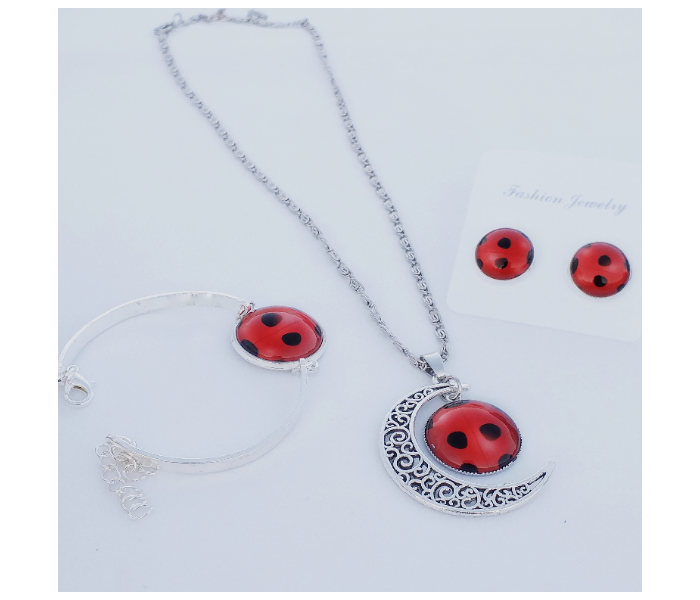 Fashion Cute Ladybug Necklace Set With Round Pendant For Women - Red 1 in OMAN