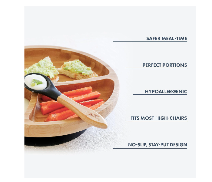 Avanchy Avanchy Bamboo Suction Classic Plate and Spoon - Blue 2 in UAE