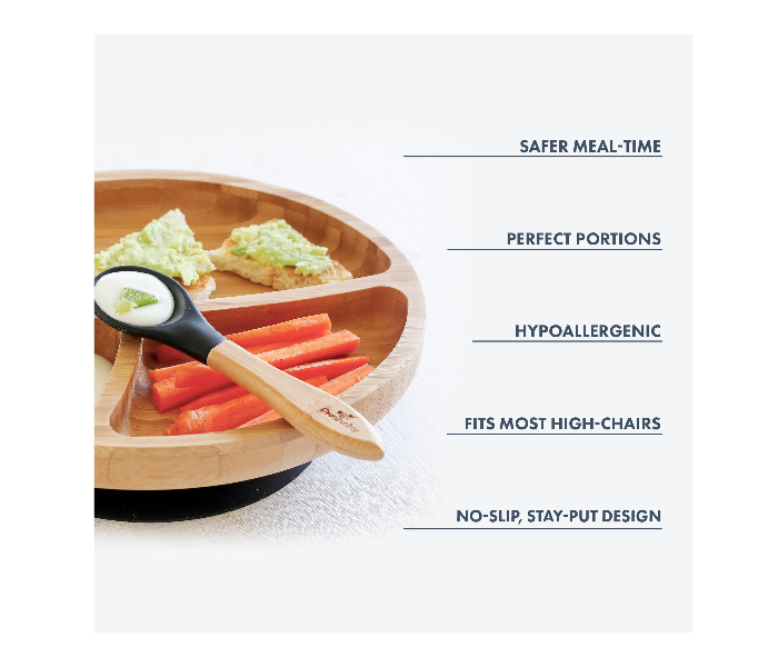 Avanchy Avanchy Bamboo Suction Classic Plate and Spoon - Orange 2 in UAE