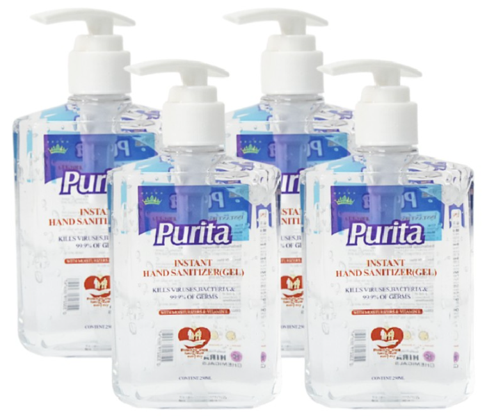 Purita Instant Hand Sanitizer Gel Advanced Germ Protection with Moisturizers 250ml Pack of 4 1 in UAE