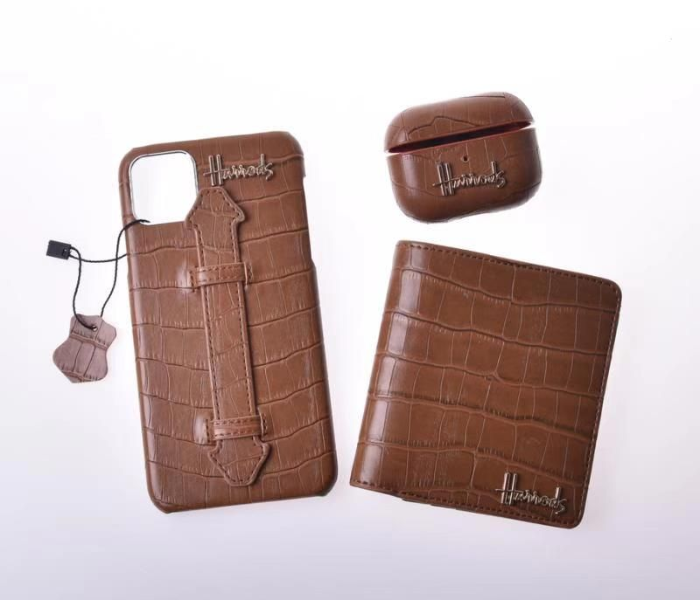 Harrods H6006 3 in 1 Leather Case Set For iPhone 11 Pro Max - Brown 1 in UAE