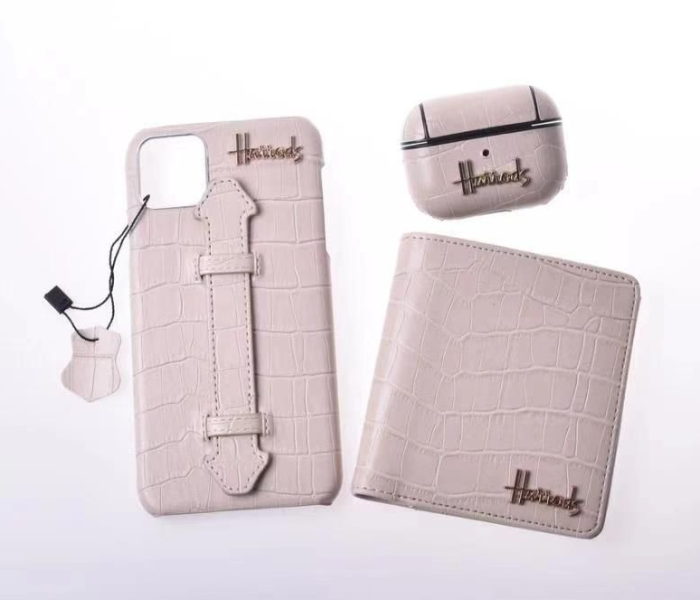 Harrods H6002 3 in 1 Leather Case Set For iPhone 11 Pro Max - Gold 1 in UAE