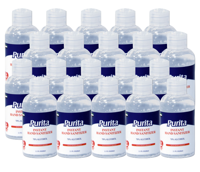 Purita Instant Travel Hand Sanitizer Gel Advanced Germ Protection with Moisturizers 60ml Pack of 20 1 in UAE
