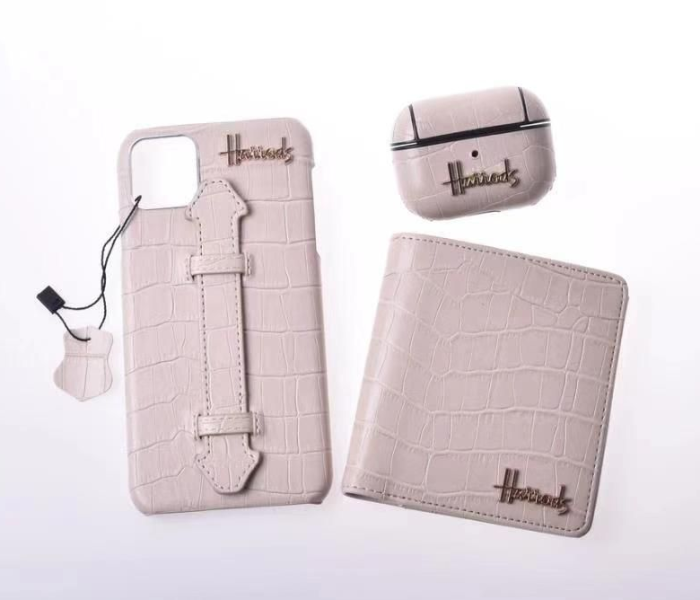 Harrods H5002 3 in 1 Leather Case Set For iPhone 11 Pro - Gold 1 in UAE