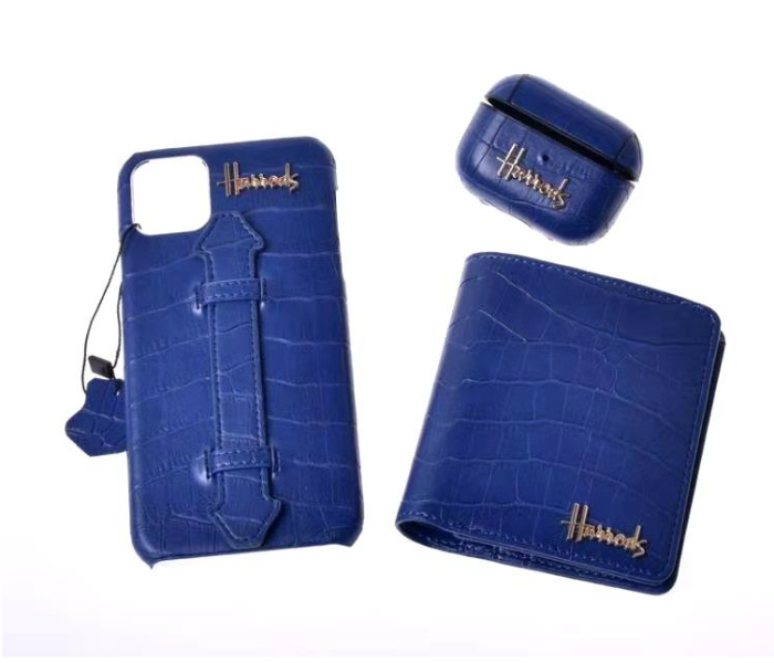 Harrods H5004 3 in 1 Leather Case Set For iPhone 11 Pro - Blue 1 in UAE