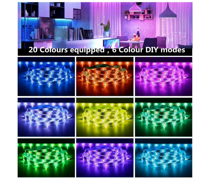 TY103 LED Strip Light 16.4ft 5 Meter SMD 5050 Bluetooth Controller Sync to Music RGB Light 7 in OMAN