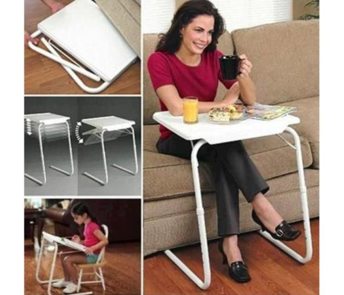 Adjustable Foldable Portable Table Tray - White 4 in UAE