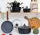 Royalford RF8904 9 Pieces Delight Cookware Set - Black & Brown 3 in UAE