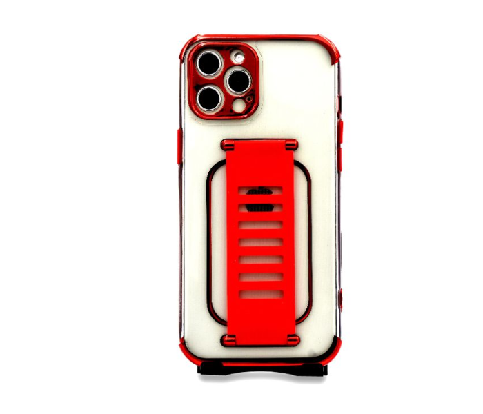 Grip2U GR-1307 Transparent Case With Finger Grip For iPhone 12 Pro - Red 1 in UAE