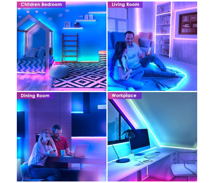 TY103 LED Strip Light 16.4ft 5 Meter SMD 5050 Bluetooth Controller Sync to Music RGB Light 9 in OMAN