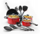 Olympia OE-1313 13 Pieces Marble Design Non Stick Cookware Set - Red 3 in UAE