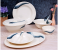 Royalford RF6721 40 Pieces Melamine Dinner Set - Ivory & Blue 2 in UAE