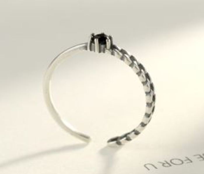 Vintage Half Hollow Cuff Chain and Half Weave Pattern Ring 925 Sterling Silver for Women 4 in OMAN