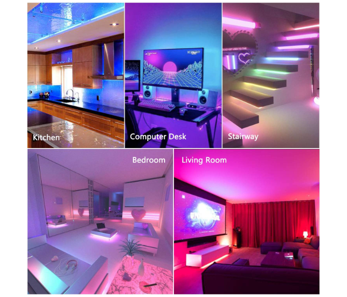 TY104 LED Strip Light 32.8ft 10 Meter SMD 5050 Bluetooth Controller Sync to Music RGB Light 6 in OMAN