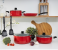 Royalford RF9504 9 Pieces Marble Coated Cookware Set - Red 3 in UAE