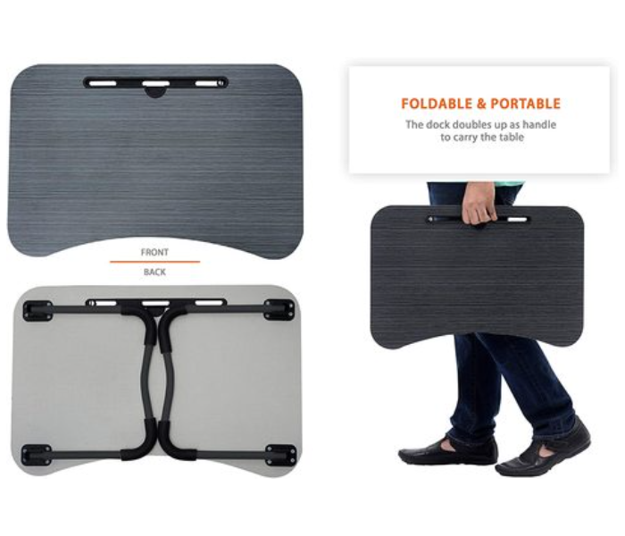 Multi-Purpose Portable and Foldable Round Edges Non- Slip Hard Maple Wood Table - Black 2 in UAE