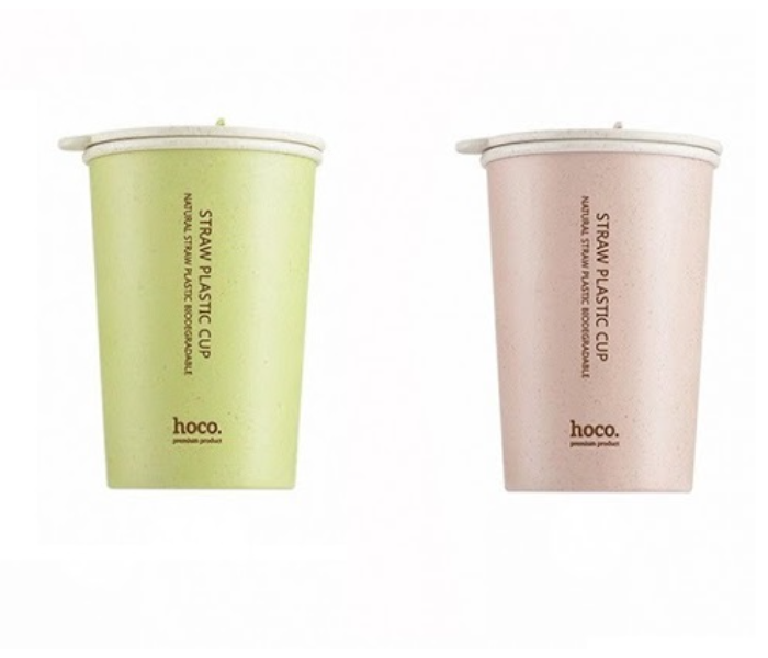 Hoco Double Layer Biodegradable Travel Cup - Green and Pink 1 in OMAN