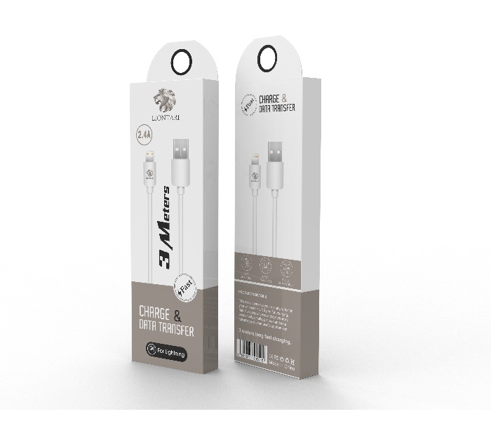 Liontari 3 Meter Lightning Fast Charging Cable for iPhone - White 1 in OMAN