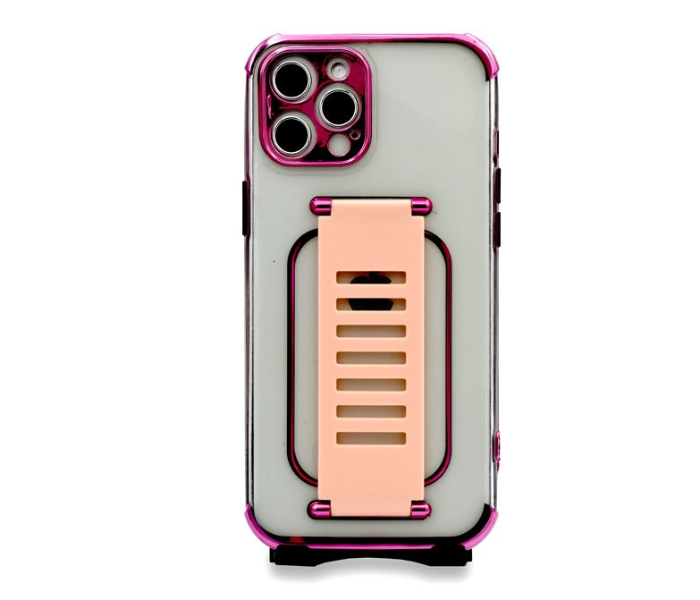 Grip2U GR-1305 Transparent Case With Finger Grip For iPhone 12 Pro - Pink 1 in UAE
