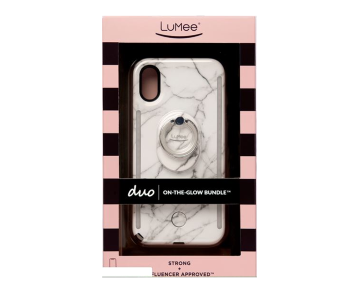 Lumee Duo Ring Gift Set for iPhone XS Max - White Marble 1 in UAE