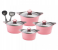 Royalford RF9385 8 Pcs Aluminium Korean Cookware Set- Pink 1 in UAE