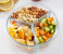 Royalford RF9213 950 ML 3 Compartment Round Food Container - Clear & Green 7 in UAE