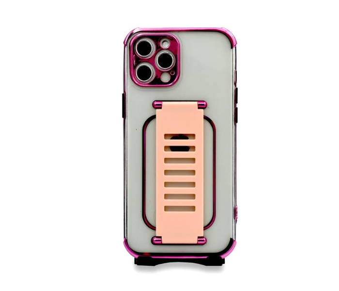 Grip2U GR-1298 Transparent Case With Finger Grip For iPhone 12 Pro Max - Pink 1 in UAE