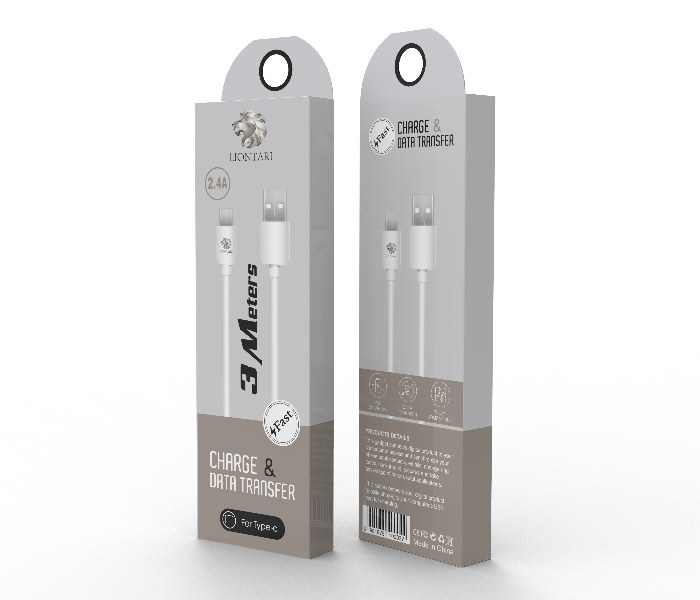 Liontari 3 Meter Type C Fast Charging Cable - White 1 in OMAN
