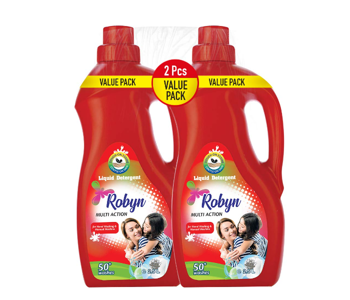 Robyn 2.5 Liter Pack of 2 Deep Cleansing 2X Power Multi Action Laundry Liquid Detergent For Hand and Machine Washing 1 in UAE