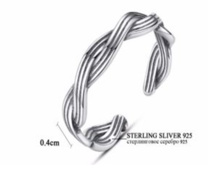Vintage Twist Shape Adjustable Ring 925 Sterling Silver Ring for Women 3 in OMAN