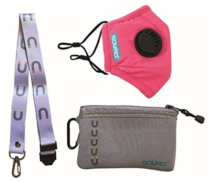 SQUAD Kids 4 Layers Washable And Reusable Face Mask With Lanyard And Pouch - Pink 1 in UAE
