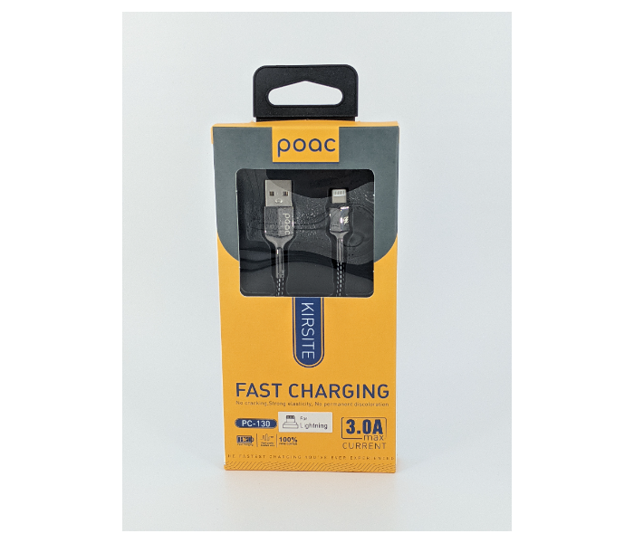 Poac PC-130 3A Ceramic Finish Type-C Super Charging Data Cable - Black 1 in OMAN