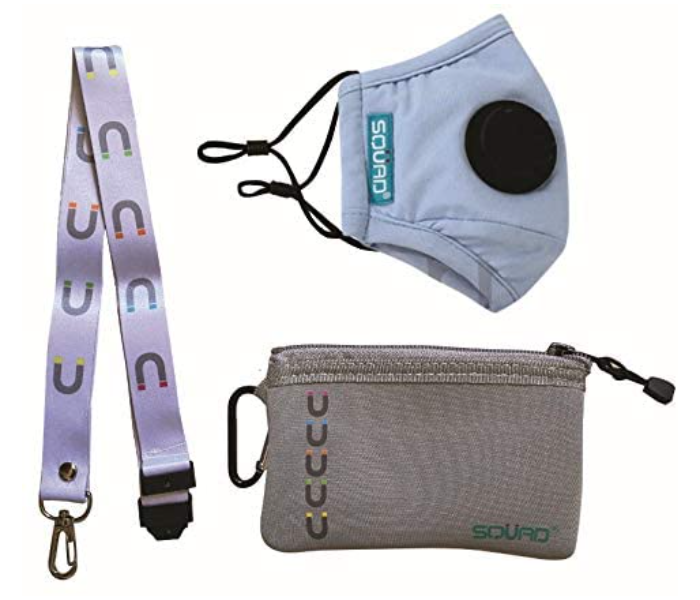 SQUAD Kids 4 Layers Washable And Reusable Face Mask With Lanyard And Pouch - Sky Blue 1 in UAE