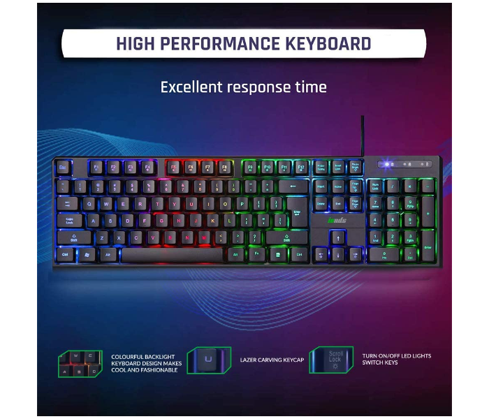 Iends IE-KM695 Gaming Keyboard and Mouse Combo - Black 2 in UAE