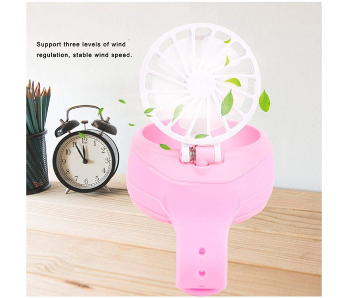 Mini Kids Handheld Creative Air Conditioning Fan Watch - Pink 3 in UAE