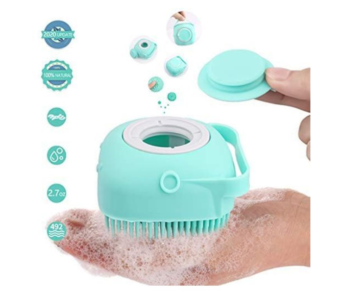 Silicone Shower Brush With Soap Dispenser - Light Blue 2 in UAE