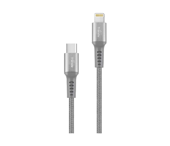 Trands TR-CA591 USB Type-C to Lightning Braided Cable - Grey 1 in UAE