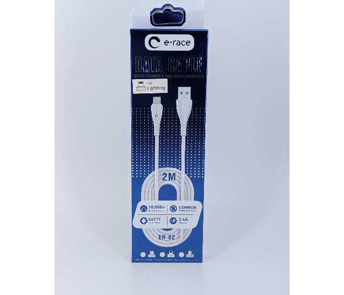 E-Race 2 Meter Lightning Cable -White 1 in OMAN