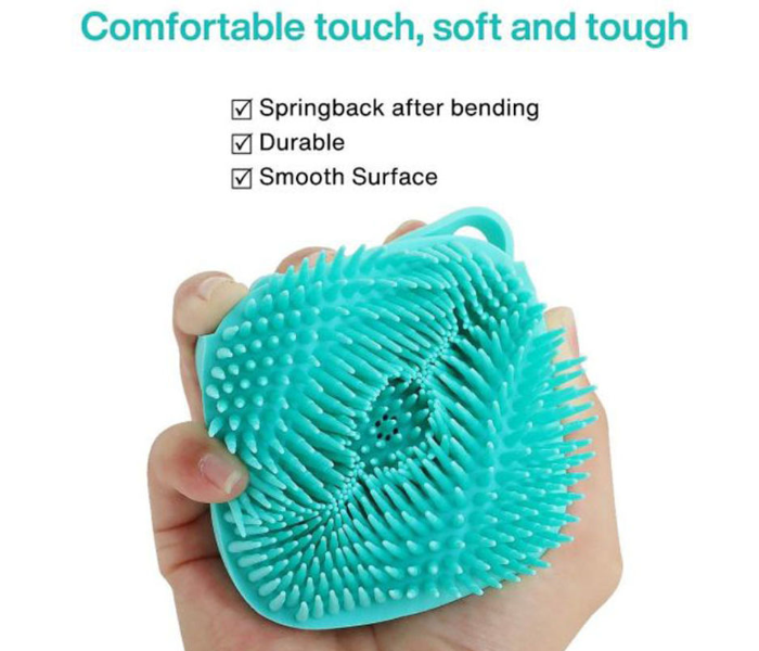 Silicone Shower Brush With Soap Dispenser - Cyan 4 in UAE