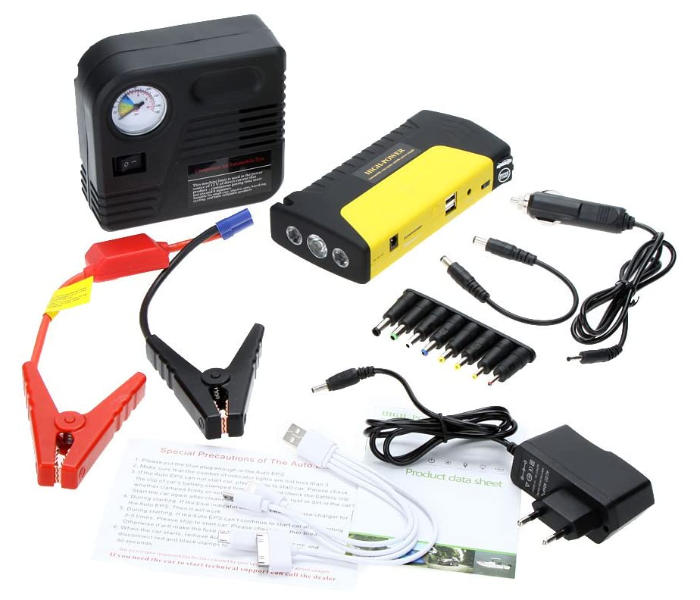 Universal Portable Car Jump Starter Power Supply US AU EU UK Model Air Compressor Toolbox 1 in UAE