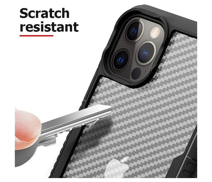 Morepro MP-1245 New Carbon Fiber Design Case for iPhone 12 Pro Max with Hand Wrist Rope - Black 4 in UAE