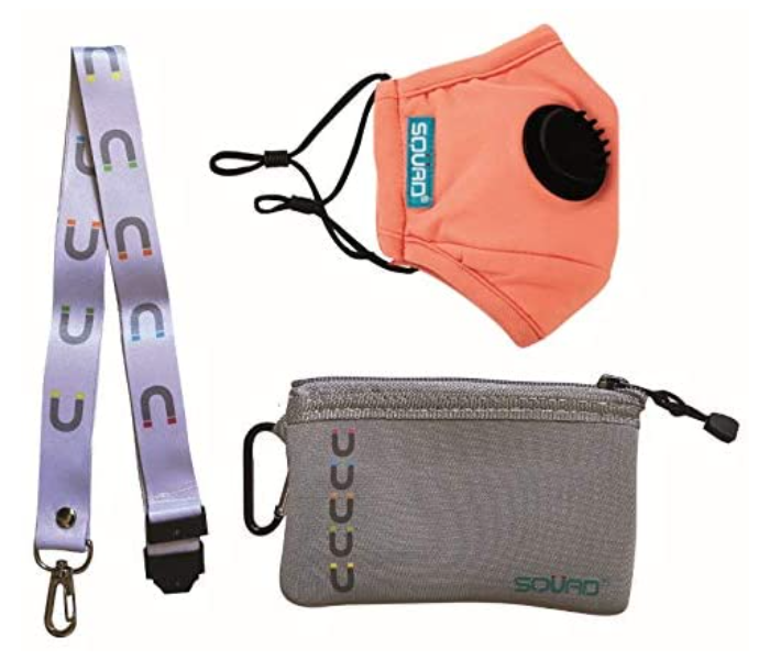 SQUAD Kids 4 Layers Washable And Reusable Face Mask With Lanyard And Pouch - Peach 1 in UAE
