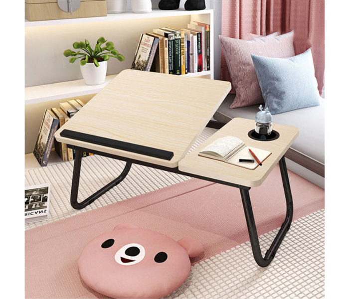 Adjustable Height Folding Table Laptop Desk - Beige 5 in UAE