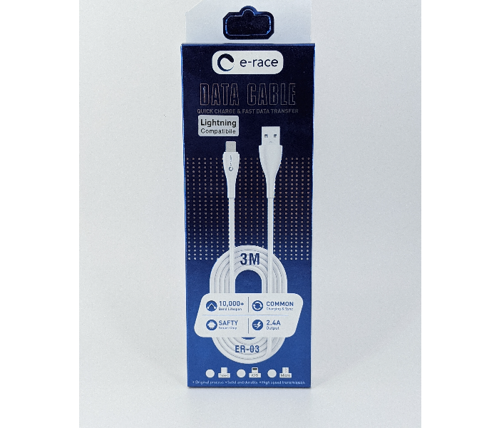 E-Race 3 Meter Micro USB Cable - White 1 in OMAN