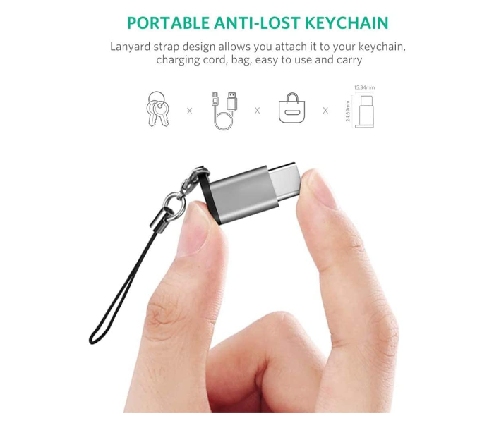 Trands TR-CA366 Micro to Type-C Connector Adapter with Keychain - Black 2 in UAE